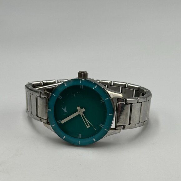 3/$30 Fastrack Watch Women Silver Tone Green Dial Stainless Steel 34MM - Picture 5 of 14